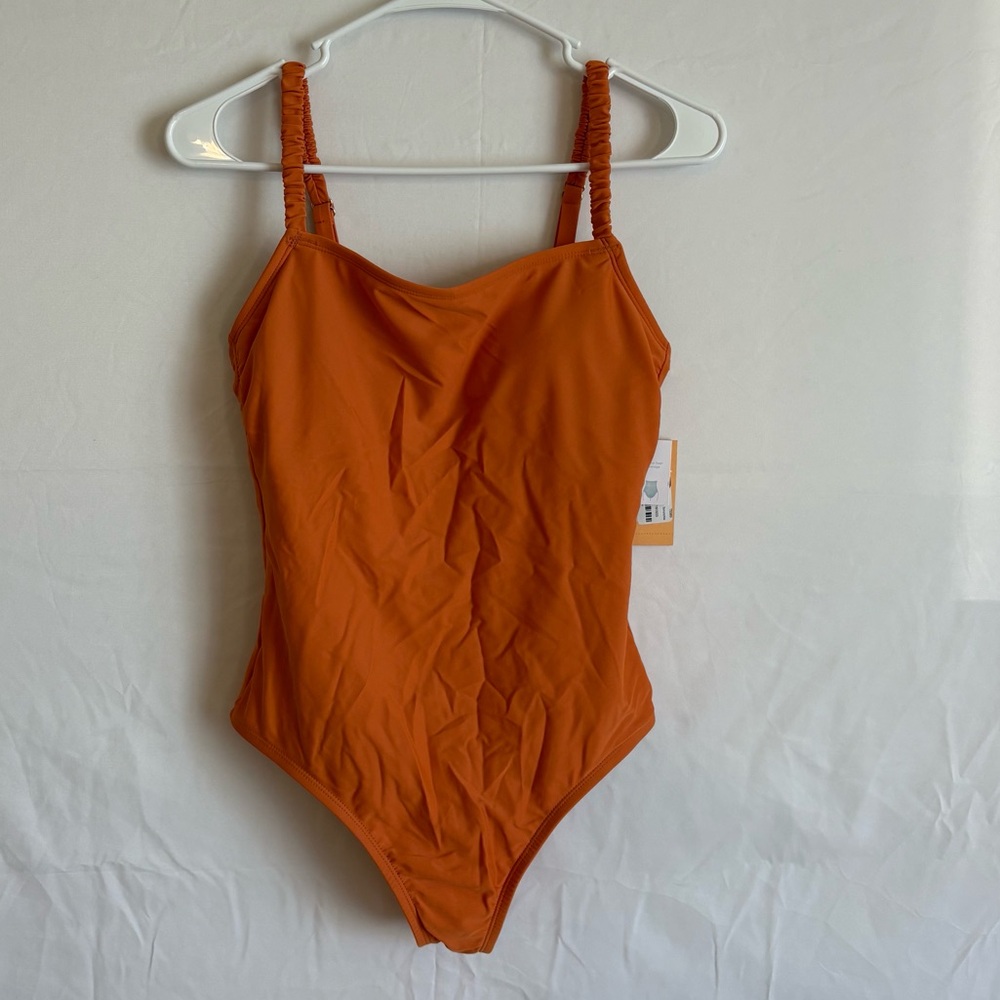 Orange Scrunchie Strap One Piece Swimsuit | Kona Sol | Medium Seat Coverage